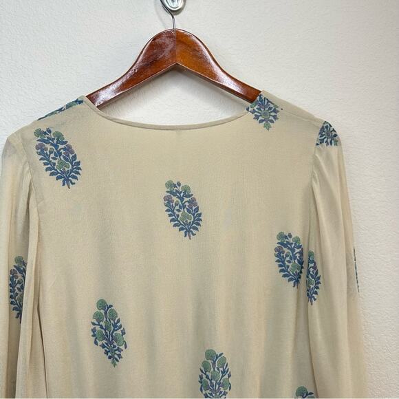 FREE PEOPLE Boho Printed Natural Long Sleeve Janpath Romper Shorts  Women’s Sz M - Picture 6 of 16